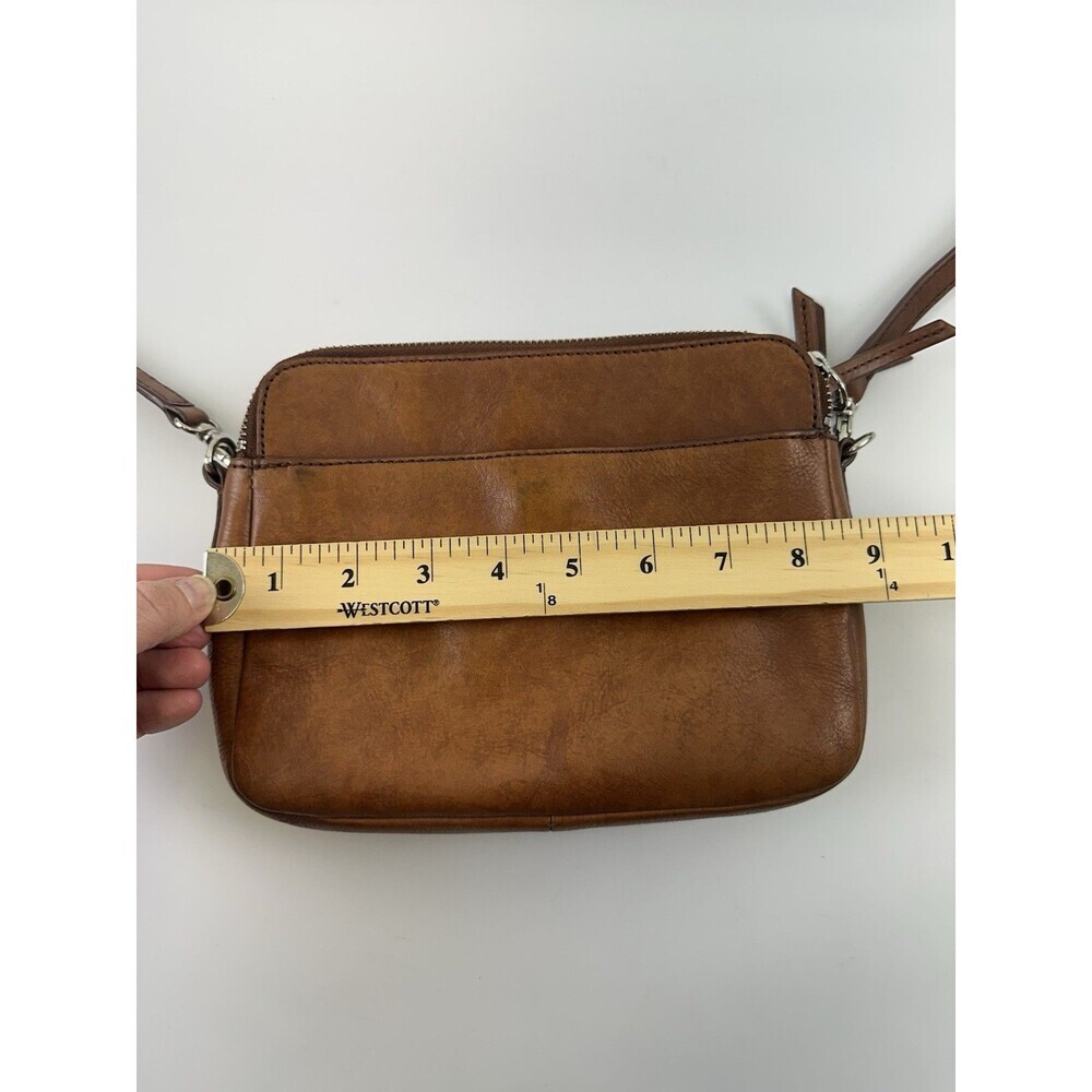 Fossil Sydney Mini Crossbody Bag Purse Smooth Tan Leather Zip Around Adjustable - Picture 12 of 16